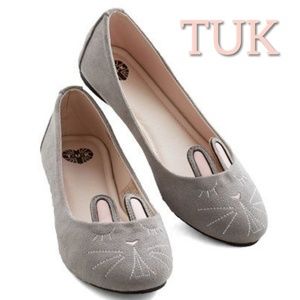 TUK Shoes Bunny Ballet Flats Gray Vegan sz 9